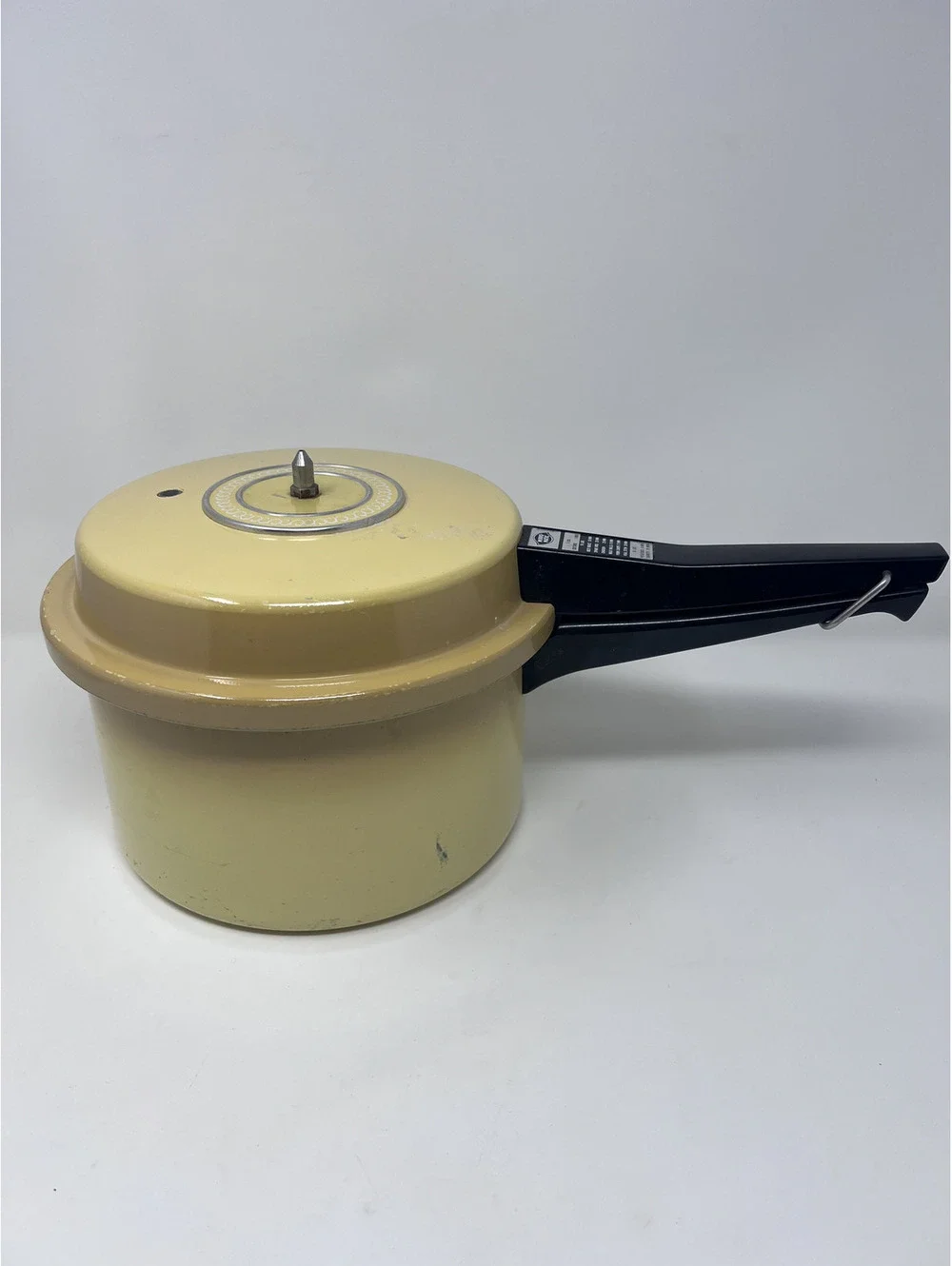 Vintage Mirro-Matic Yellow Pressure Cooker with Steam Basket
